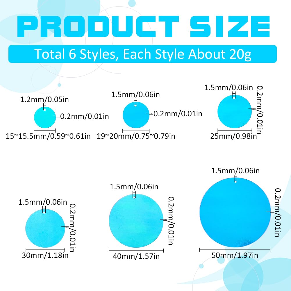 SUNNYCLUE 6 Sizes Blue Loose Sequins - Image 2
