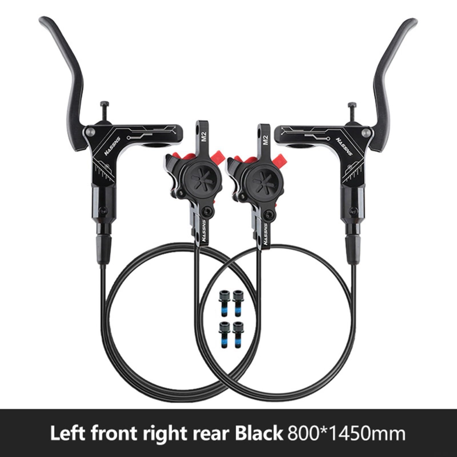 Freno a disco idraulico a doppio pistone, in lega di alluminio, 160 mm, per 180 mm, 203 mm, MTB, impianto frenante sinistro, destro, nero, argento, blu, viola, set da 2 (nero)