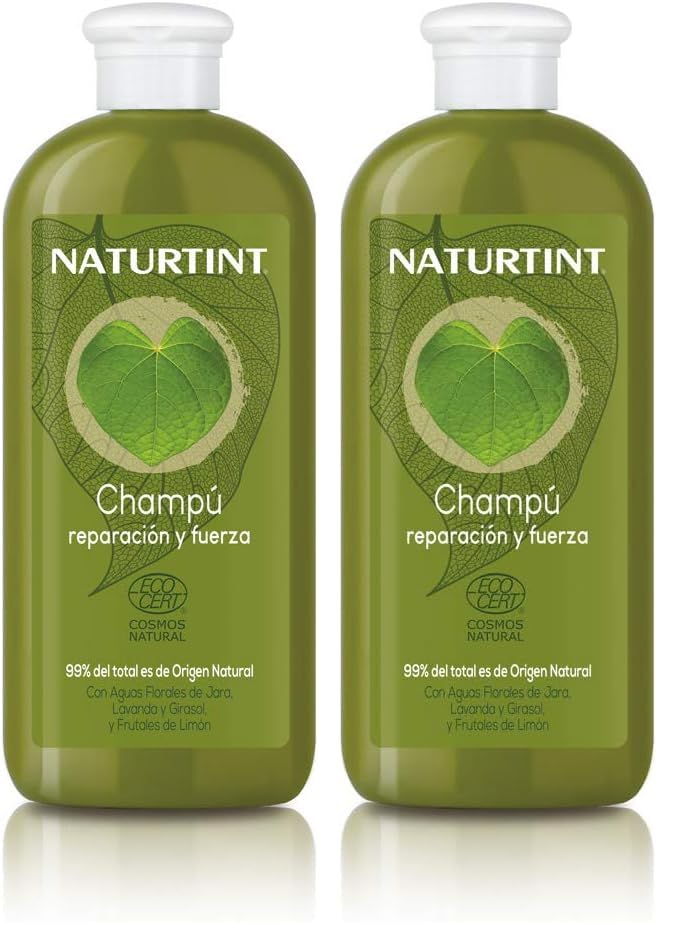 Naturtint Champú Reparación y Fuerza, Hidrata, Fortalece y Rejuvenece, Para Cabello Debilitado y Dañado, Calma y Restablece el Equilibrio, 99% Ingredientes Naturales, ECOCERT, 330 ml (Paquete de 2)