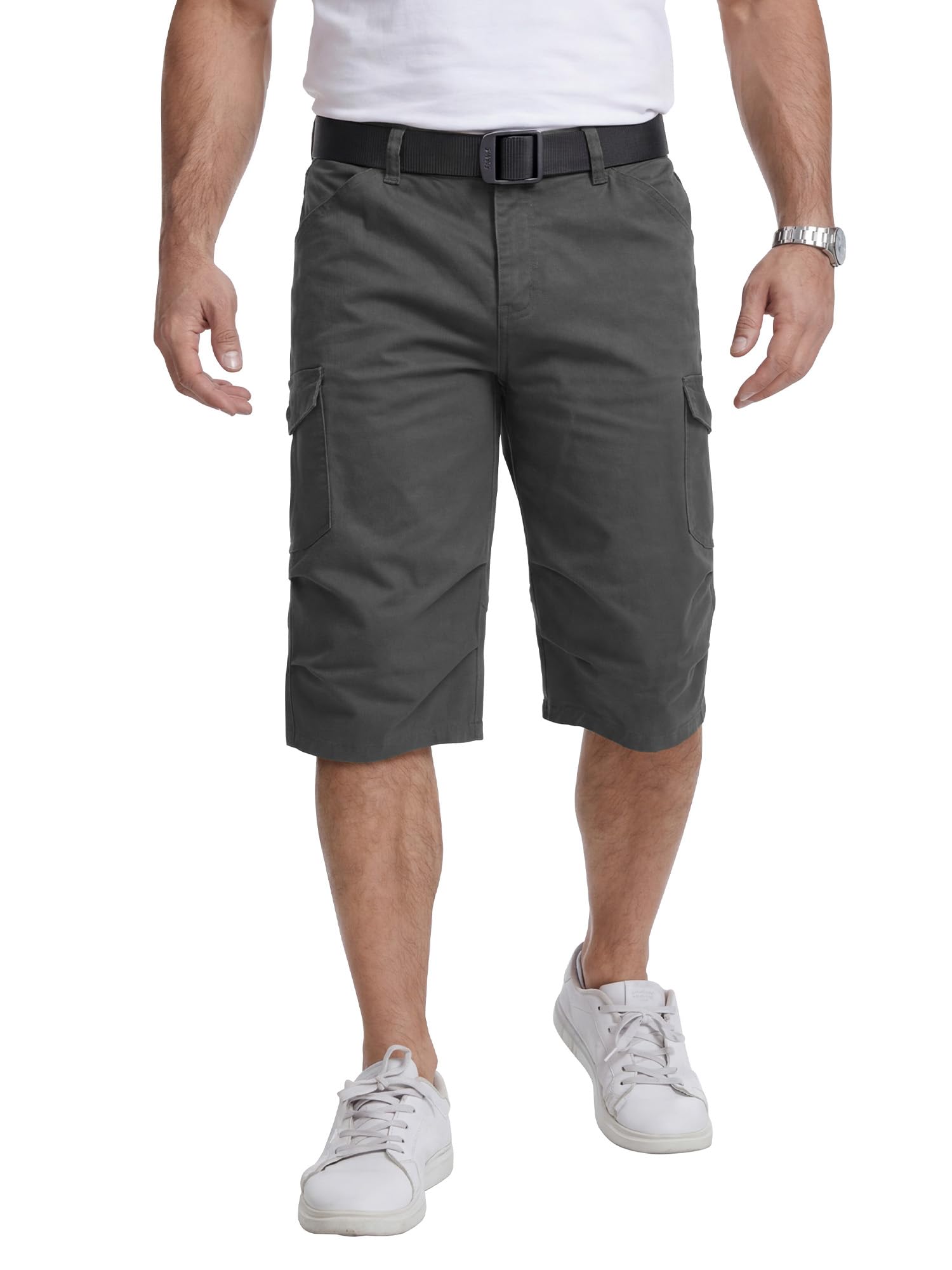 YYIDATON Herren Cargo 3/4 Shorts Baumwolle Bermuda Sommer Regular Fit Freizeit Shorts Arbeitshose mit 6 Taschen