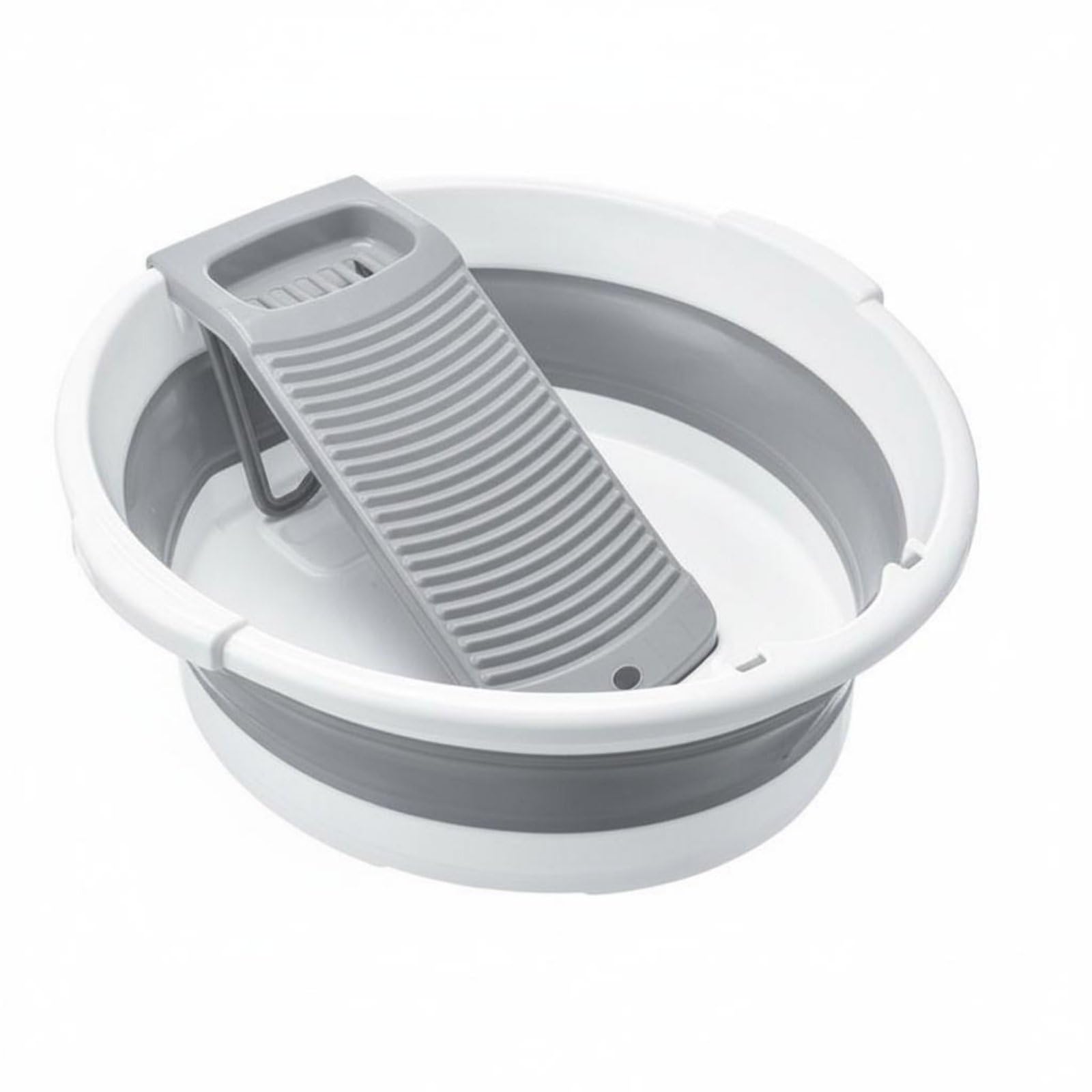 Lavabo Pieghevole con Asse Lavapanni Bacinella Portatile Catino Richiudibile Vasca per Lavatrice Manuale Materiale PP con Tappo di Scarico Sapone, Grigio, 8064 Auto Drain