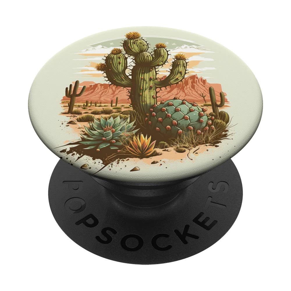 Retro Cactus in Dessert, Cactus PopSockets Standard PopGrip