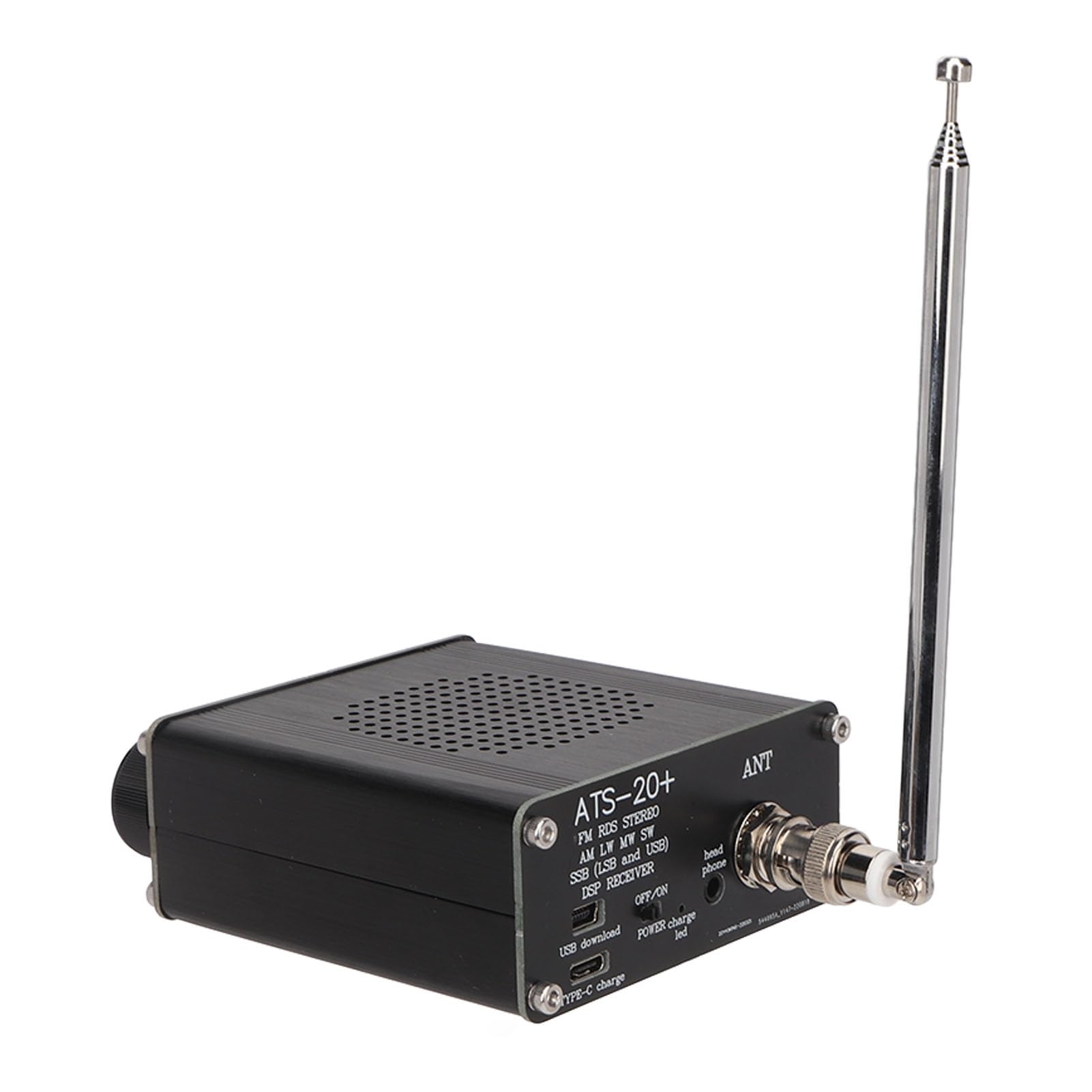 Receptor de Radio de Corta de Todas Las Bandas, ATS 20+ FM Am LW SW SSB Receptor Digital Portátil de Banda Mundial, Batería Integrada, Antena de Altavoz, Pantalla de 0,96