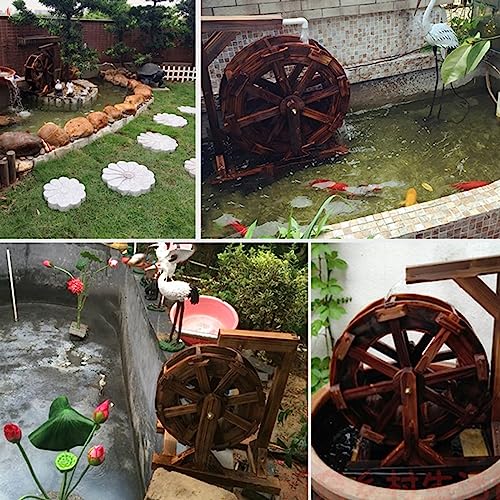 Zewnętrzna drewniana fontanna z kołem wodnym – wolnostojąca ogrodowa funkcja wody z pompką do dekoracji stawu i ulepszenia feng shui, idealna do spokoju na podwórku