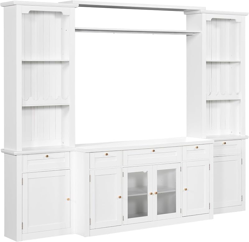 LUMISOL Entertainment Wall Unit Set with Bridge for TVs Up to 70", White image 7