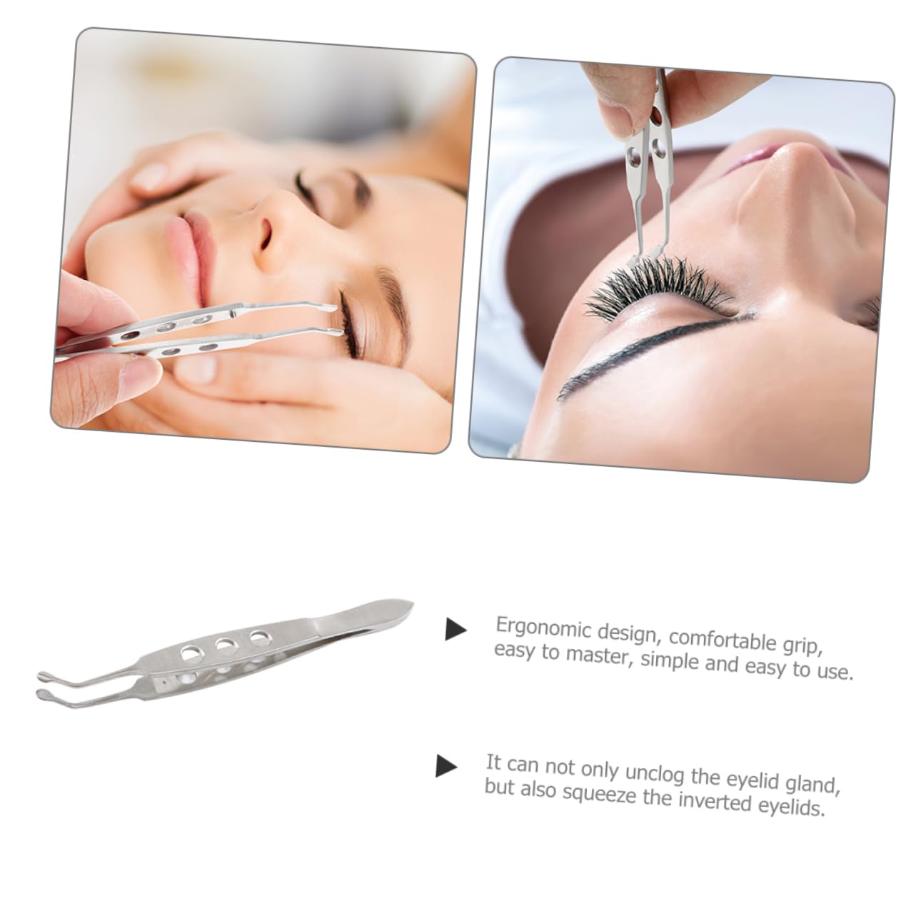 Gogogmee Stainless Steel Eyelid Tweezer for Women Gland Forceps Head Design for Precision Eye Massage Unclog Glands Eye Fatigue Eyelid Care Tool