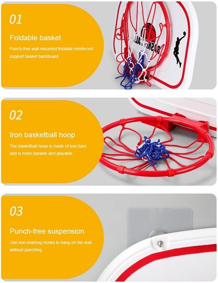 Wall-mountedBasketball+Rim Basketball Hoop with A Ball and Air Pump, Mini Basketball Rim for Kids Activity Toy, Suitable for Boys and Girls As Gifts Suitable for Indoor and Outdoor backboards