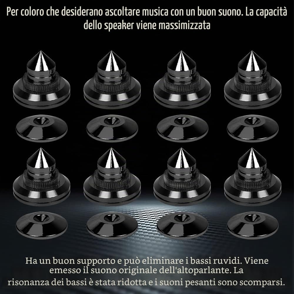 Punte nere per altoparlanti antivibrazione HiFi 8 pezzi