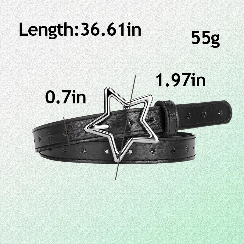 YALLNASL Retro Y2k Star Waist Belt for Girls Goth Punk Rock Belt for Jeans Dress Adjustable Faux Leather Belt Vintage2