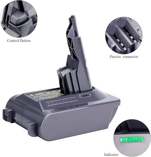 Miniatura 4 de Adaptador de batería de repuesto para Dyson V6 para batería DEWALT de 20 V a Dyson V6 SV03 SV04 SV09 DC62 DC59 convertidor de vacío esponjoso (solo