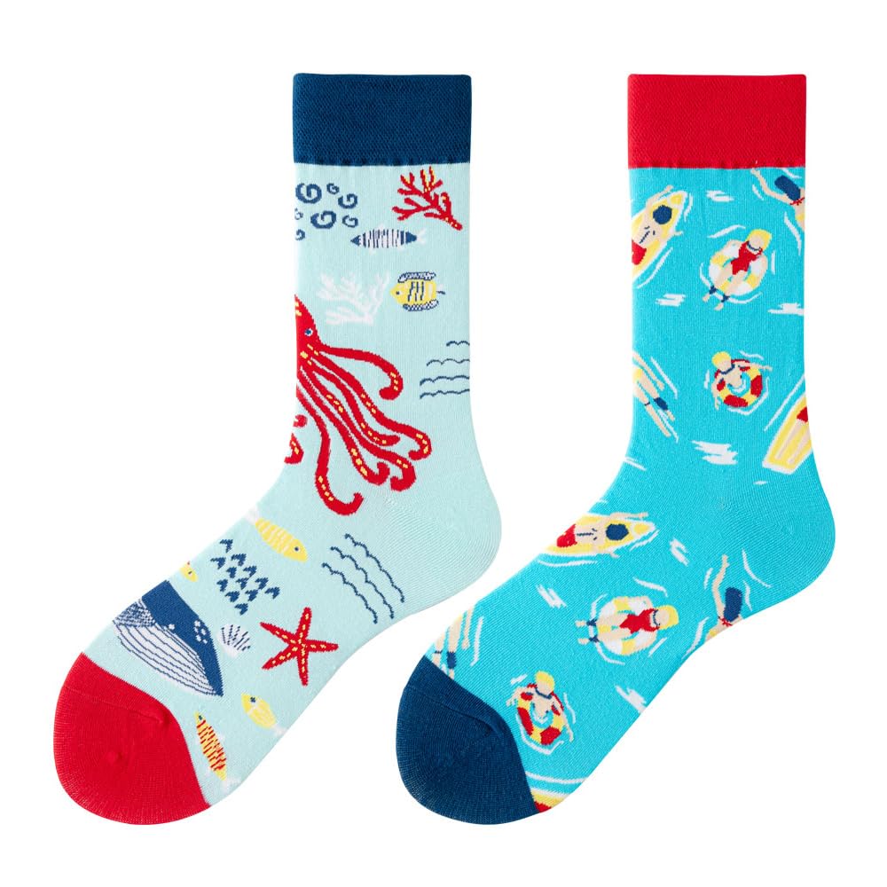 Calcetines Divertidos Unisex para Mujer y Hombre con Diseños Asimétricos en Par - Temas Animales, Comida, Fruta, Deporte y Arte en Algodón - Ideal para Regalos — view 22