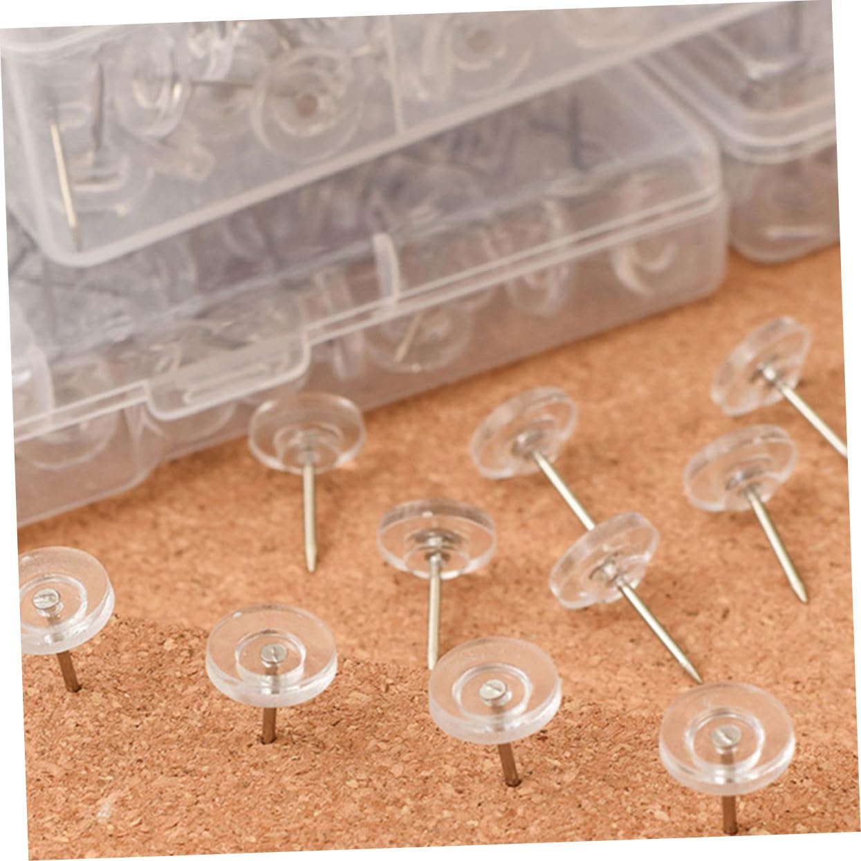 Angoily 5 Ensembles Punaises Transparentes pour Tableau De Liège Punaise À Tête Ronde Décorative pour Accrocher Photos Cartes Et Documents Accessoires De Pratiques 200 Pièces * 5