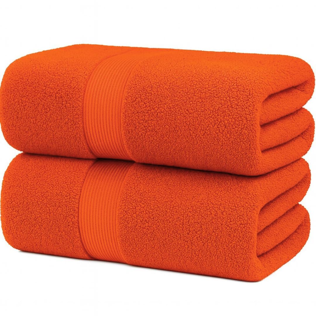Diamond Tex Premium Extra Large Bath Sheet (90x180 cm–600 GSM) 100% Egyptian Cotton towels bath sheet, Ultra Soft jumbo bath sheets towels extra large Quick Dry big towels (1 Pack, Orange)