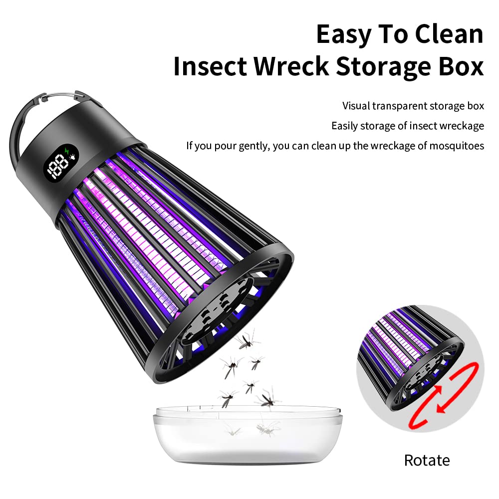 Lampe Anti Moustique UV Rechargeable IPX5 2000V - Tueur Insectes Camping Intérieur Extérieur