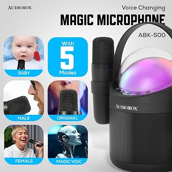 Audiobox Mini Karaoke Machine with 2 Wireless Microphones, Black