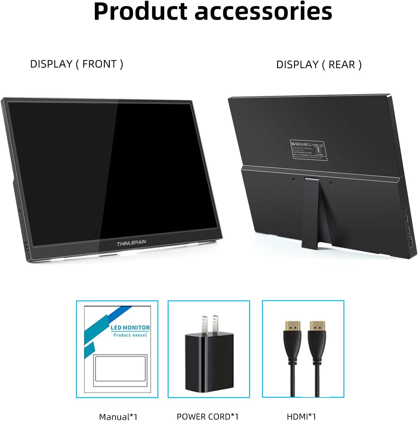 Thinlerain 11.6" Portable Monitor - 1366 x 768 TN LED Display, Dual HDMI, Built-in Speakers - Image 6