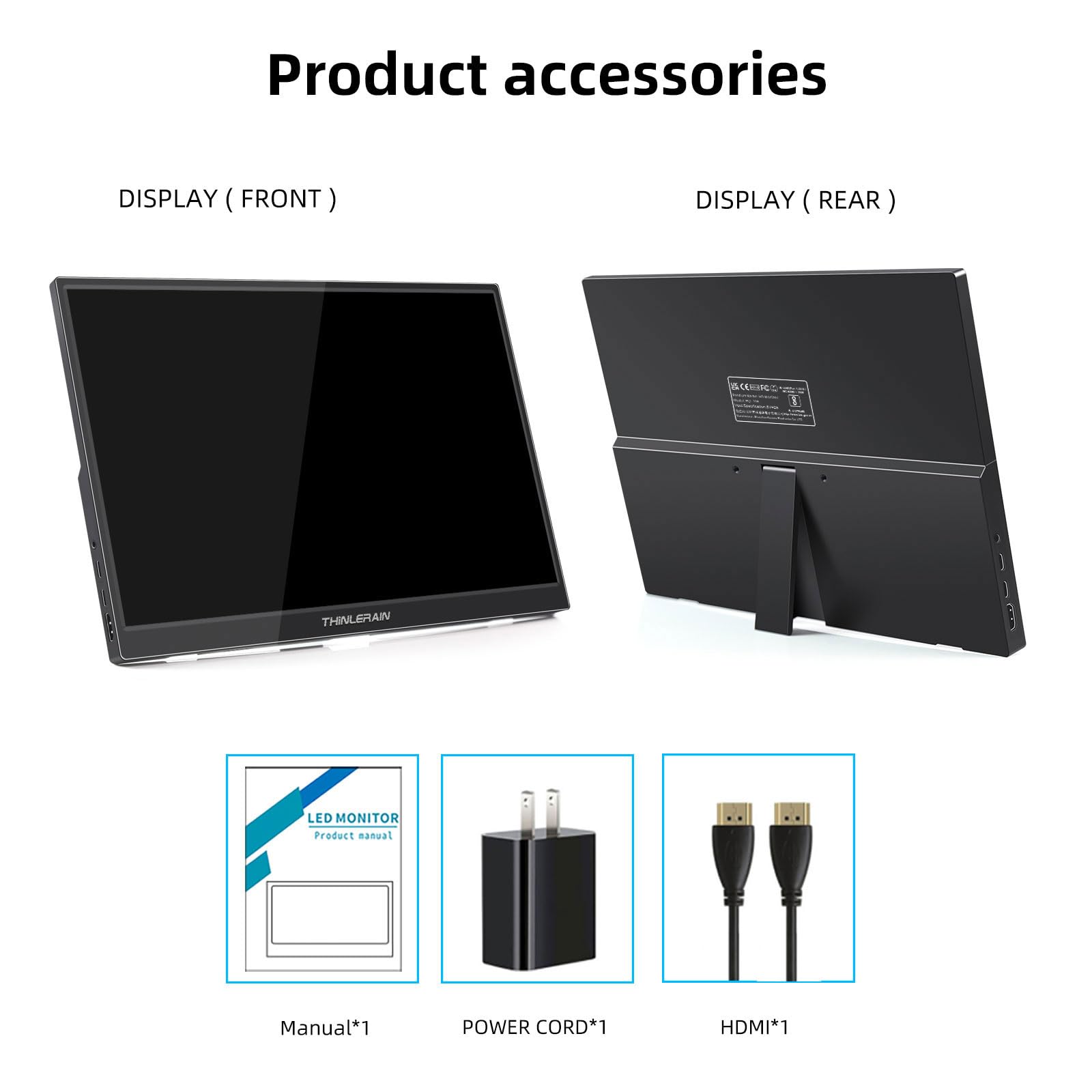 11,6 Zoll Portable Monitor HDMI Monitor Tragbarer 1366 x 768 TN LED Display Externer Monitor für Raspberry Pi, Laptop und Computer, Integrierte Lautsprecher