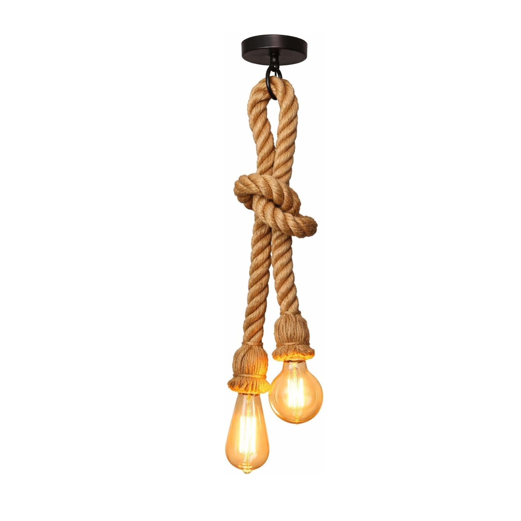 Ledsone Hemp Chandelier Pendant Novelty Rope, Vintage Loft Chandelier Hanging Lighting Lamp 2M Rope Pendant Lamp Ceiling Lamp, Lights Suspension Country Style
