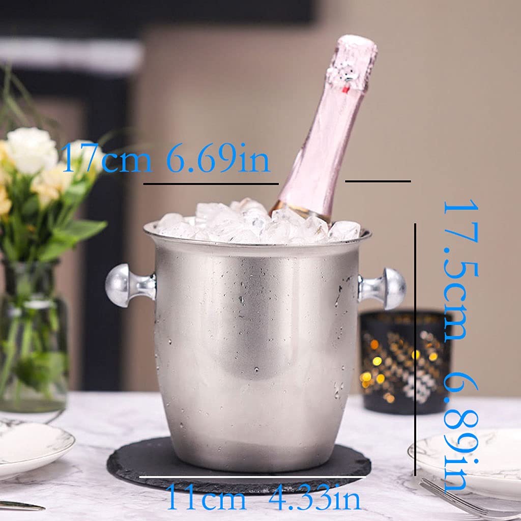 Cubiteras Cubo de Hielo de Acero Inoxidable de Doble Capa con Mango de cóctel Cubierta de Cerveza Restaurante Champagne Bucket Party Bucket Cubo de Hielo térmico (Size : Small)