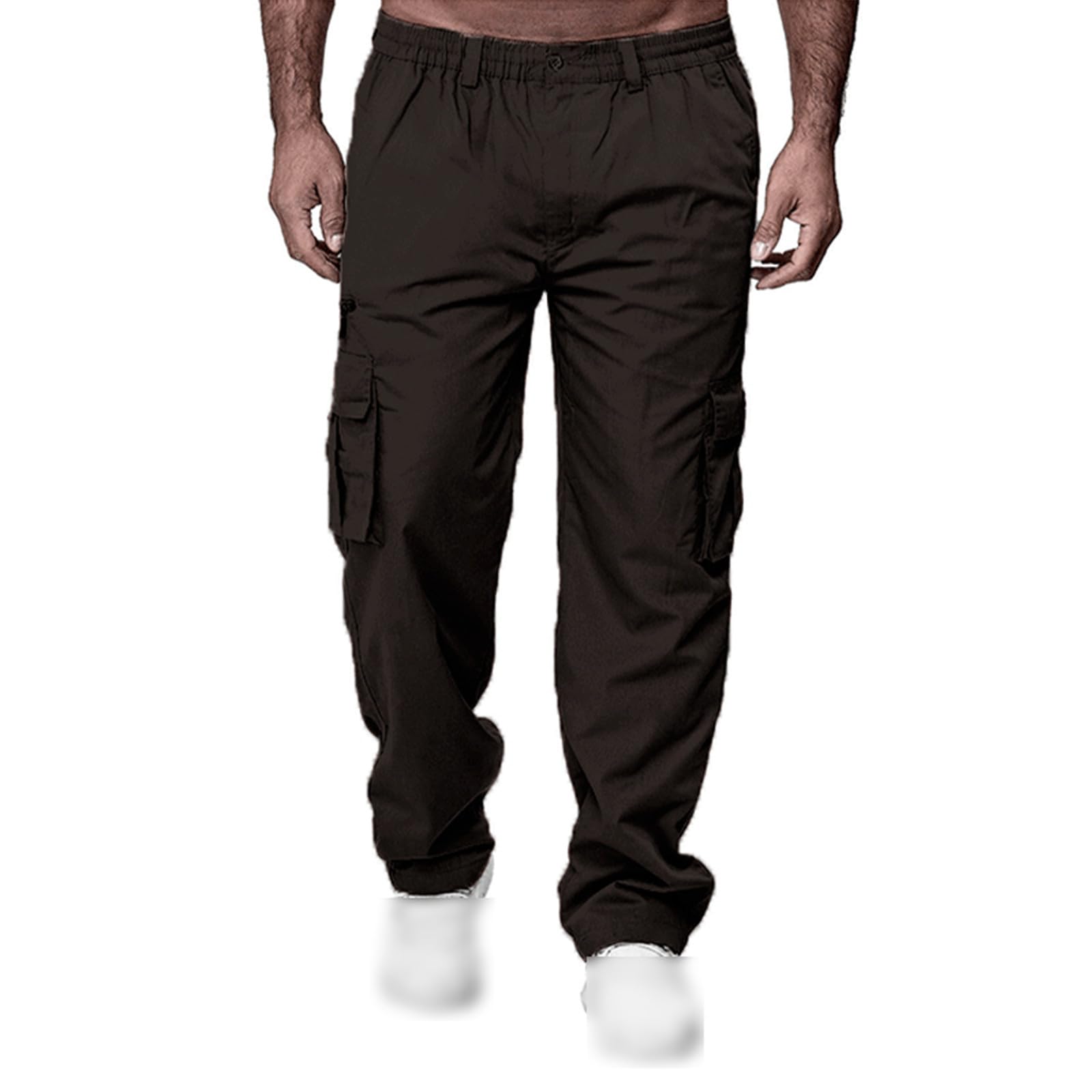 Pantaloni cargo per gli uomini primavera pantaloni casual tinta unita multi-tasca allentato dritto sport fitness pantaloni da uomo all'aperto