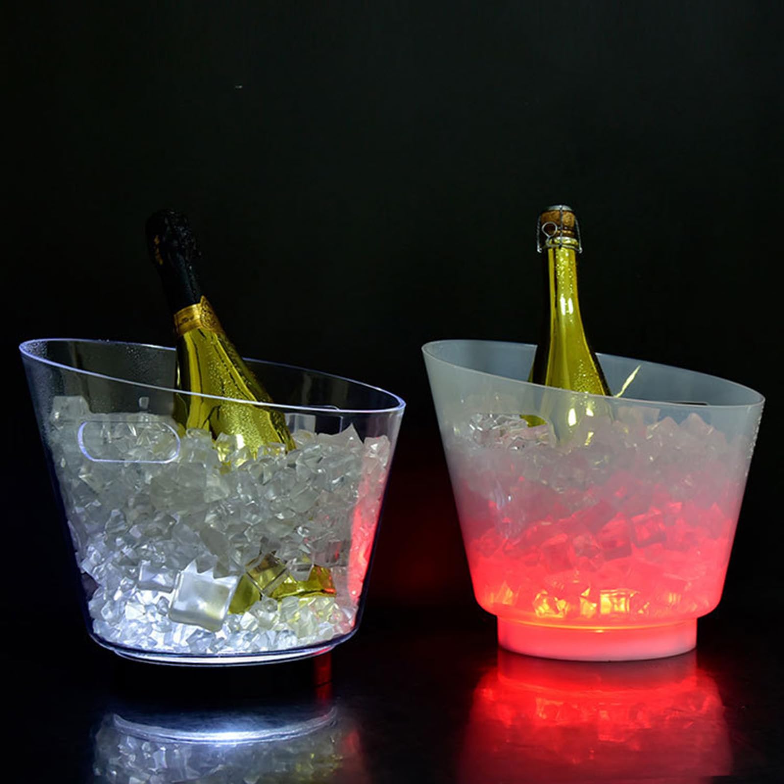 Cubos enfriadores de champán de 6 litros con dos asas, diseño transparente brillante, enfriador de bebidas para fiestas y uso al aire libre, accesorios para el hogar y el club