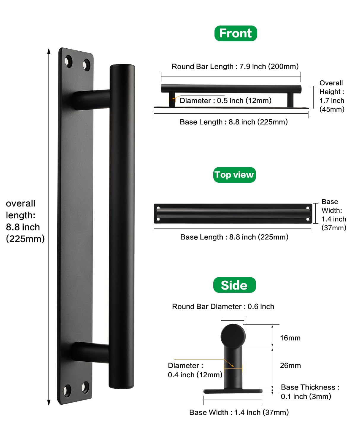 Matte Black Barn Door Handles - Modern Hardware -2 Matte Black Barn Door Handles - Modern Hardware -2