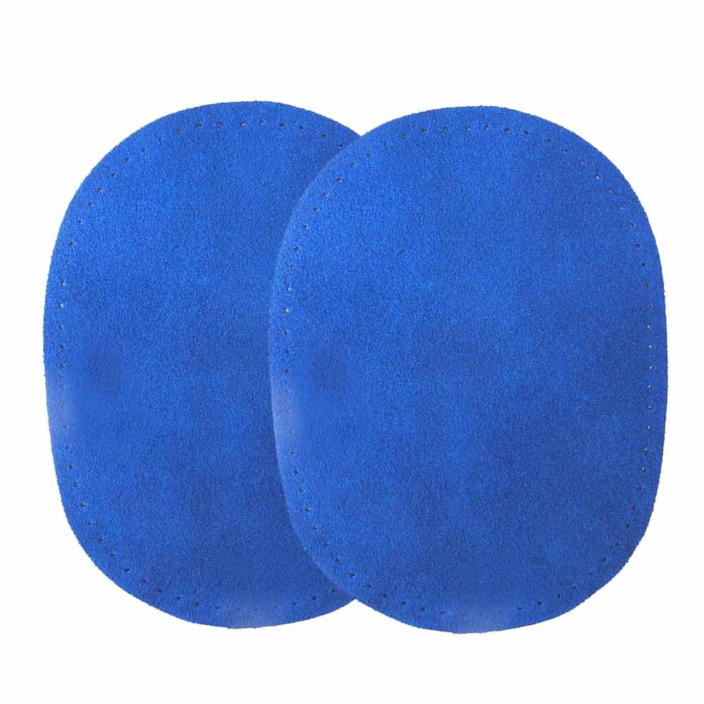 -2 parches de codo de gamuza fina con bordes perforados de 10,8 x 14,6 cm (azul rey)
