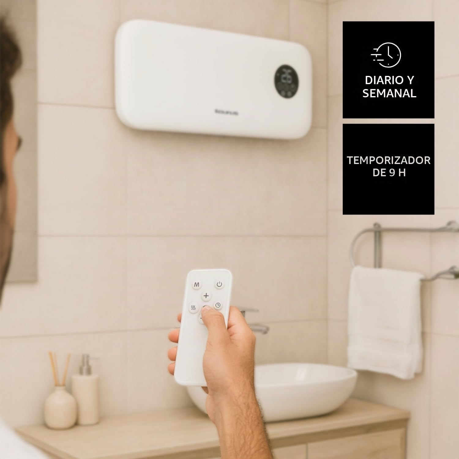 Taurus – Calefactor de Pared RCMB 22 | 2000W | 3 modos | 2 Niveles Temp | Display digital | Control remoto | Protección Sobrecalentamiento | Temporizador 9h | Para estancias de 20 m²