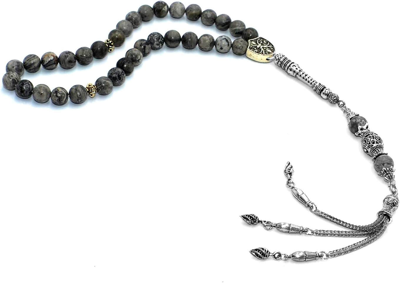 ALBATROSART -Spring Collection- (8 mm - 33 Beads) Tesbih-Tasbih-Tasbeeh-Misbaha-Masbaha-Subha-Sebha-Rosary-Worry Beads-Prayer Beads (Black Glass Beads)