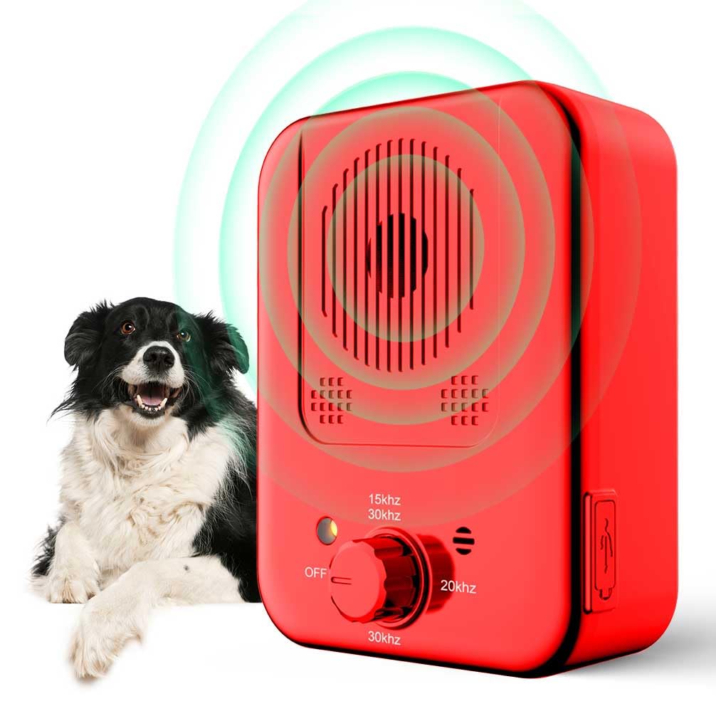 Anti Barking Device, 3 Frequencies Dog Deterrent Devices, 33Ft Ultrasonic Stop Deterrent Anti Barking, Rechargeable Pet Gentle Dog Bark Control Device Training Tool for Big Small Dogs Indoor RED