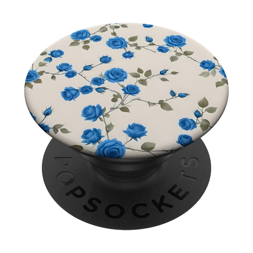 Floral Blue Rose Pattern PopSockets Adhesive PopGrip