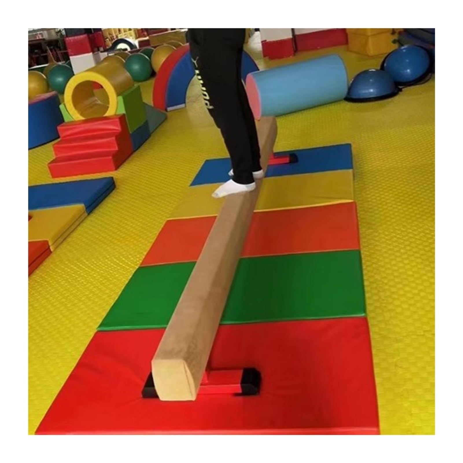 YXXSDP Gym Center Balance Beam/Gymnastics Beam, Floor Stand Professional Walking Beams with Suede Cover, 200 Cm Long Balance Beam Bar for Beginners Athlete