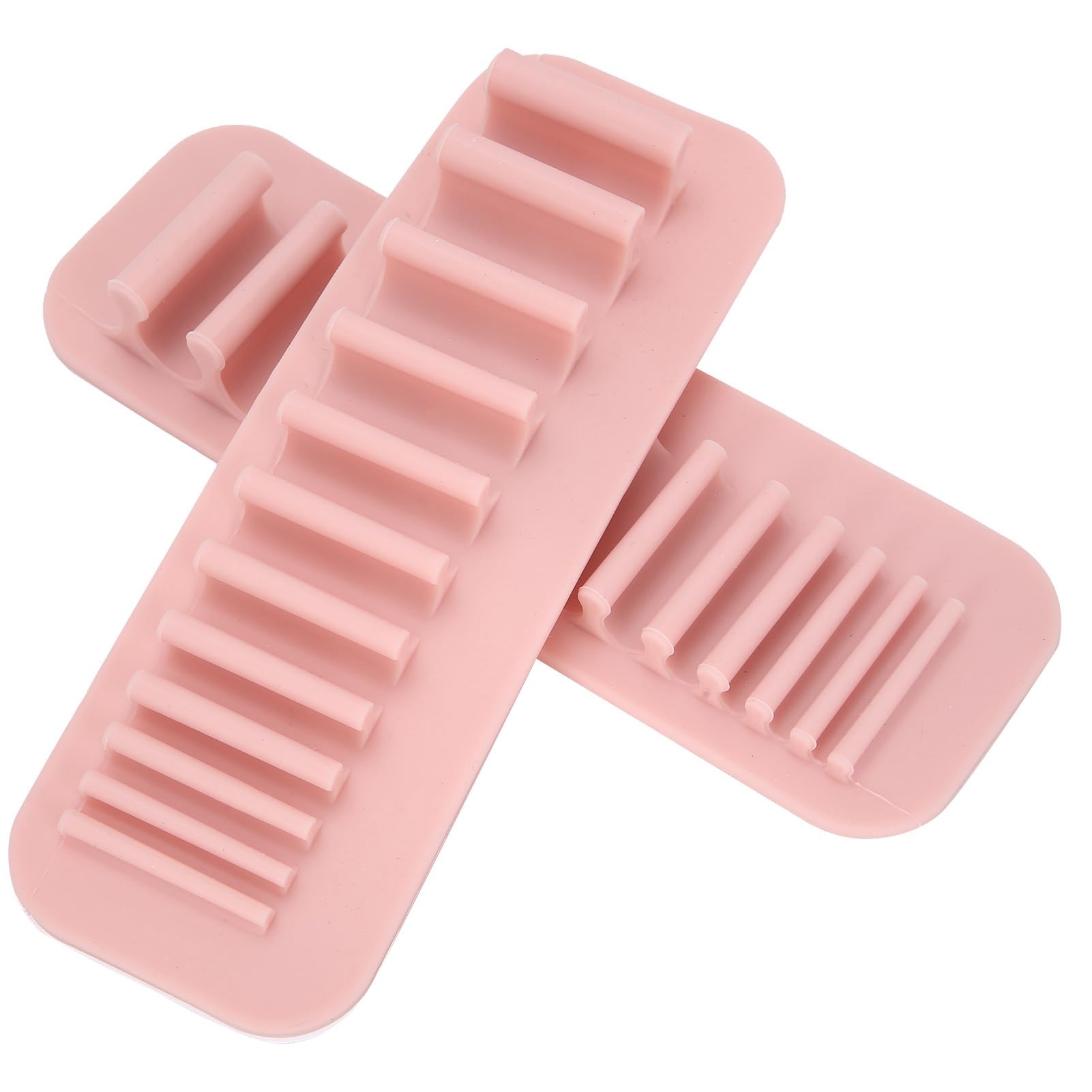 Jelquix Silicone Makeup Brush Storage Rack, Durable Wall-Mounted Organizer for Cosmetic Drying and Toothbrushes, 2pcs Nude Pink