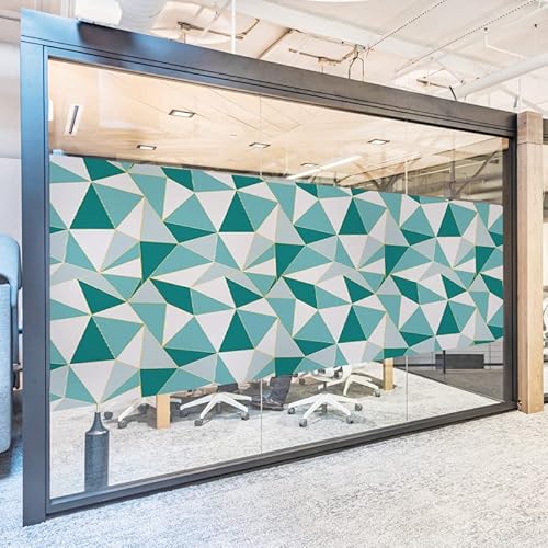 Dktie Modern Geometric Pattern Window Privacy Film Static Cling No Glue Stained Glass Window Film Suitable For Living Room Office (139, 17.7 X 78.7 Inches) #TOP6