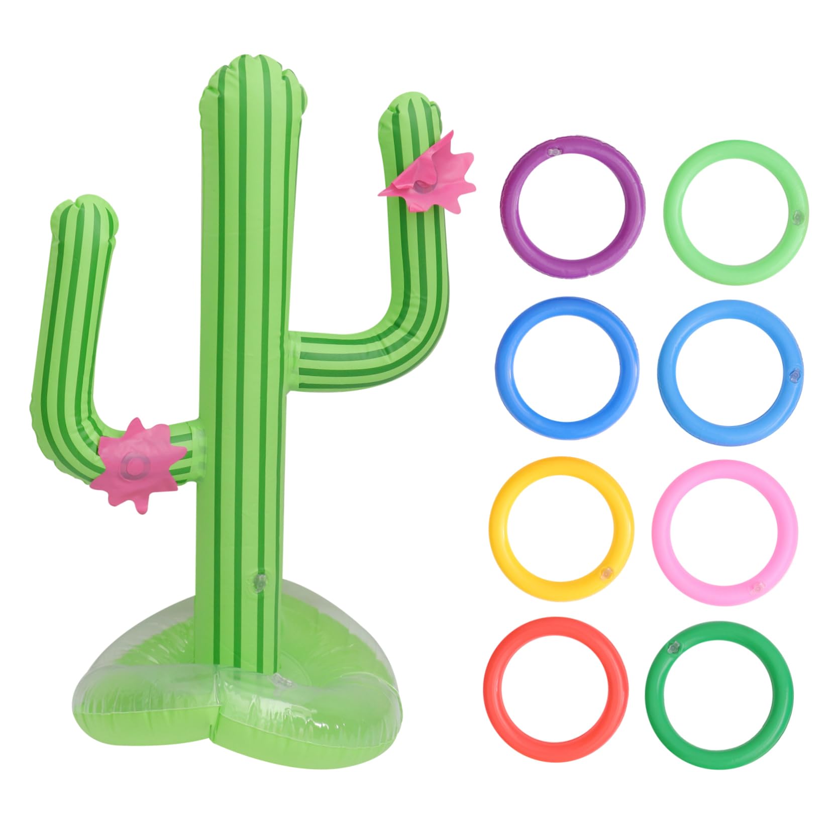 OSOLADY 9pc Set of Inflatable Cactus Toys Floating Plaything Cactus Throwing Ring Swimming Party Supplies