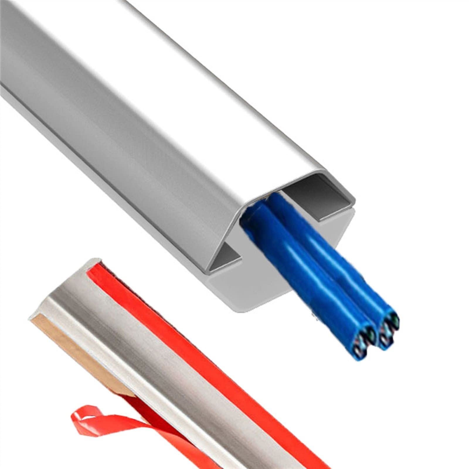 1m cubierta de suelo para cable, Acero inoxidable canaleta pasacables para suelo, Protector de cable de alimentación autoadhesivo Cubierta de cable de piso, Tira de agarre de cable, cubierta de cable