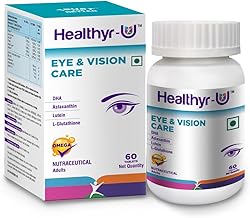 Healthyr-U Eye & Vision Care|Astaxanthin, Lutein, Glutathione and DHA|Eye Health Supplement for Men & Women|Protects from Blue light & Dryness|60 Tablets, 1 count, 60 capsules
