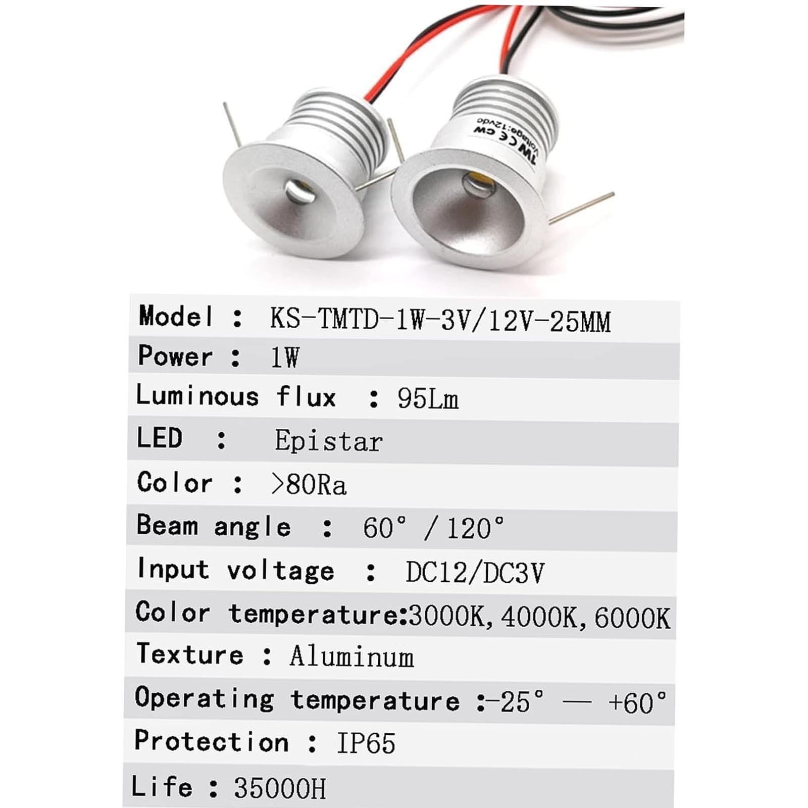Set Da 6 Mini Faretti LED Da 12V 1W, Kit Di Illuminazione A Incasso (Diametro 25mm) Per Esterni E Soffitti, Faretto LED Impermeabile IP65, Per Giardino, Garage E Soffitta(Warm White,120 degrees)
