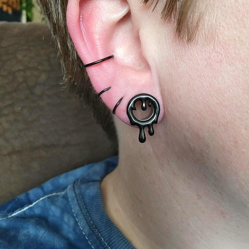 Spiral Saddle Ear Gauge Water Drops Ear Tunnel Plugs 316 Stainless 0G 8mm Hypoallergenic Earrings Expander Stretcher Piercing Body Jewelry 2 pairs