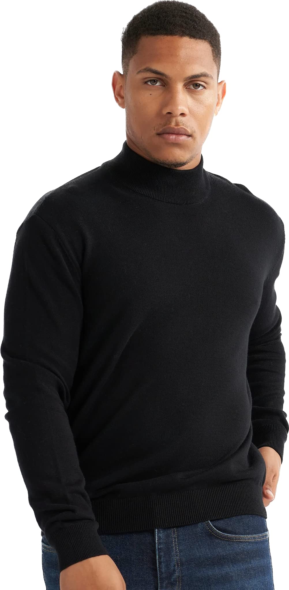 Alse Studio Black 100% Cotton Premium Quality Turtleneck Jumper - Men's Size S