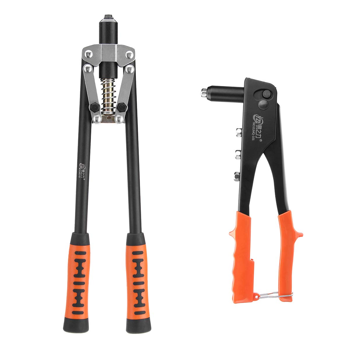 Mano Pop Riveter Singolo Doppio Nucleo Rivettatrice Pistola + 100Pcs Assortiti Rivetti Kit - B