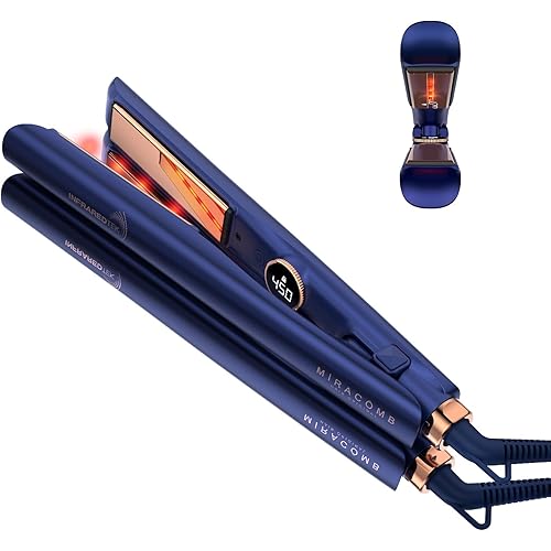 Titanium Flat Iron Hair Straightener | MIRACOMB Professional Straightening Iron Styler with Infrared Light for Straight and Smooth Styles|1" Premium 2 in 1 Styling Tool with Digital Heat Settings