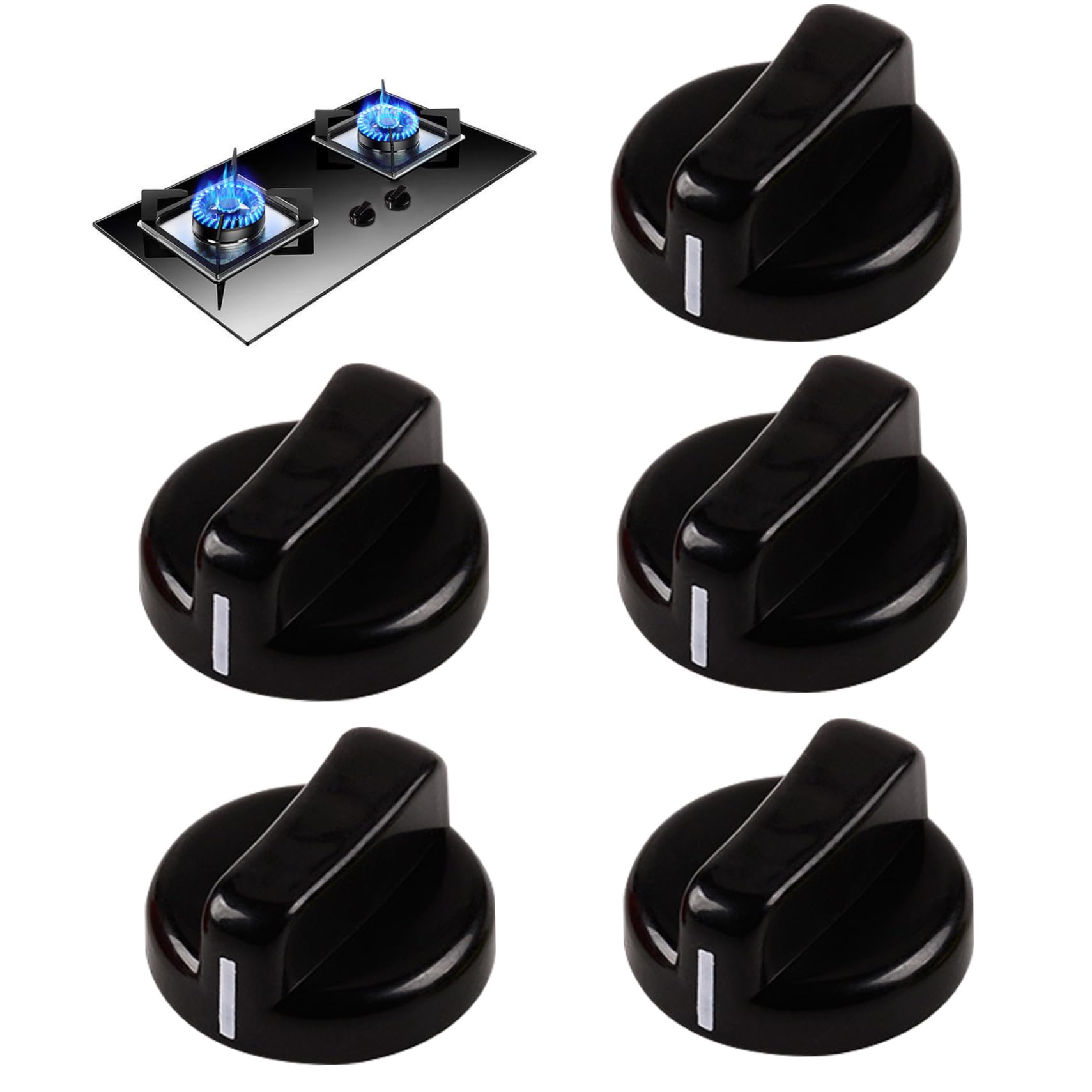 Wedhapy Cooker Knobs Stove Knobs 5Pcs Antiflaming Replacement Black Cooker for Home Kitchen Restaurant Stove Accessories