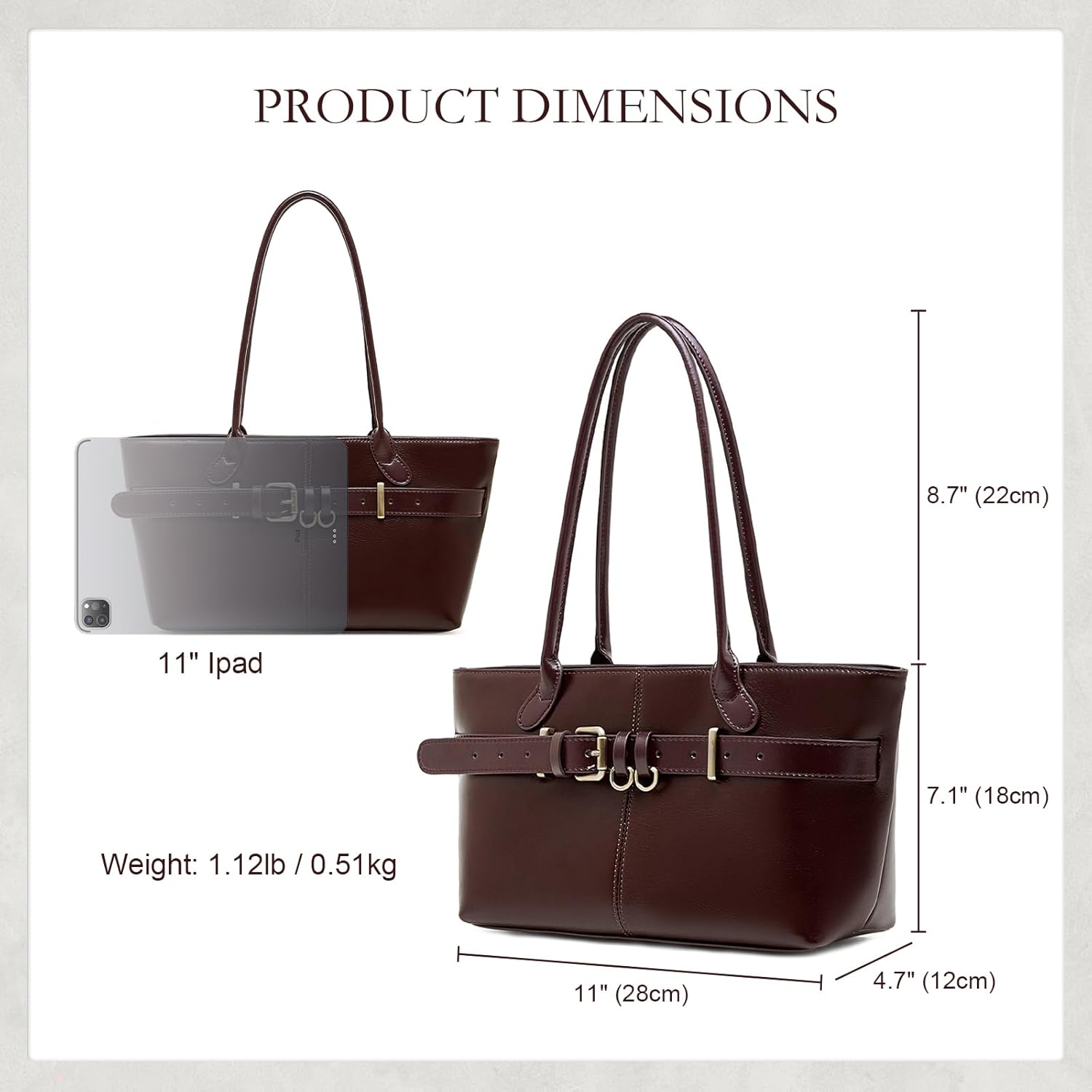 Leather Shoulder Bag for Women, Structured Tote Bag for Work and Everyday, Classic Top-Zip Handbags