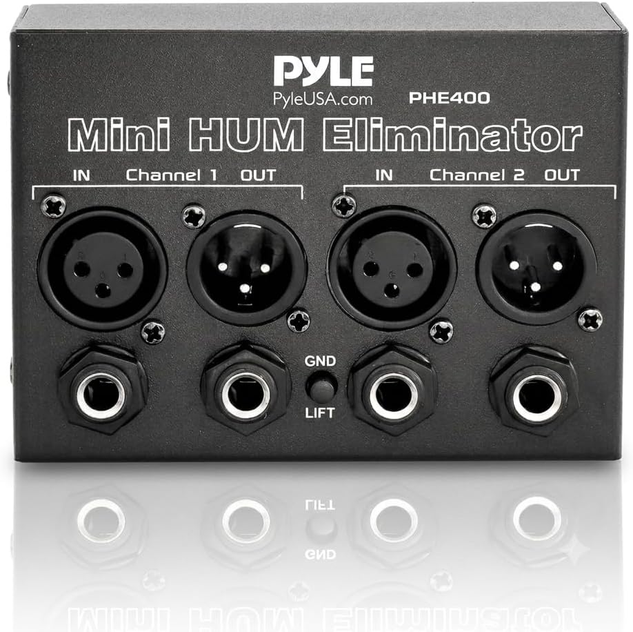 Pyle-PRO Compact Mini Hum Eliminator Box - 2 Channel Passive Ground Loop Isolator, Noise Filter,AC Buzz Destroyer,Hum Killer w/ 1/4" TRS Phone,XLR Input/Output,Uses 1:1 Isolation Transformer PHE400