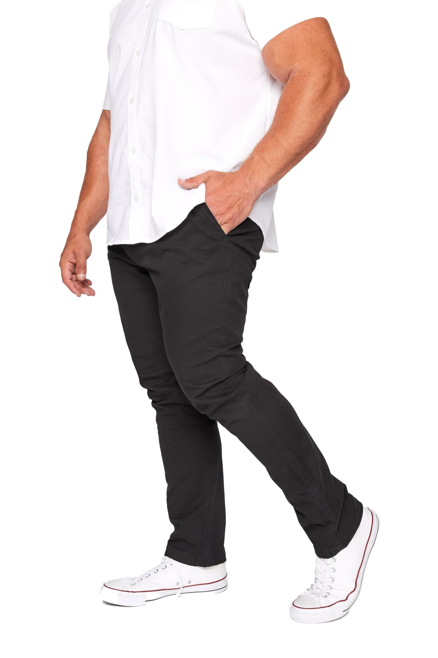 BadRhino Essential Chino Trousers, Black, Size 42, Inside Leg 32, Men