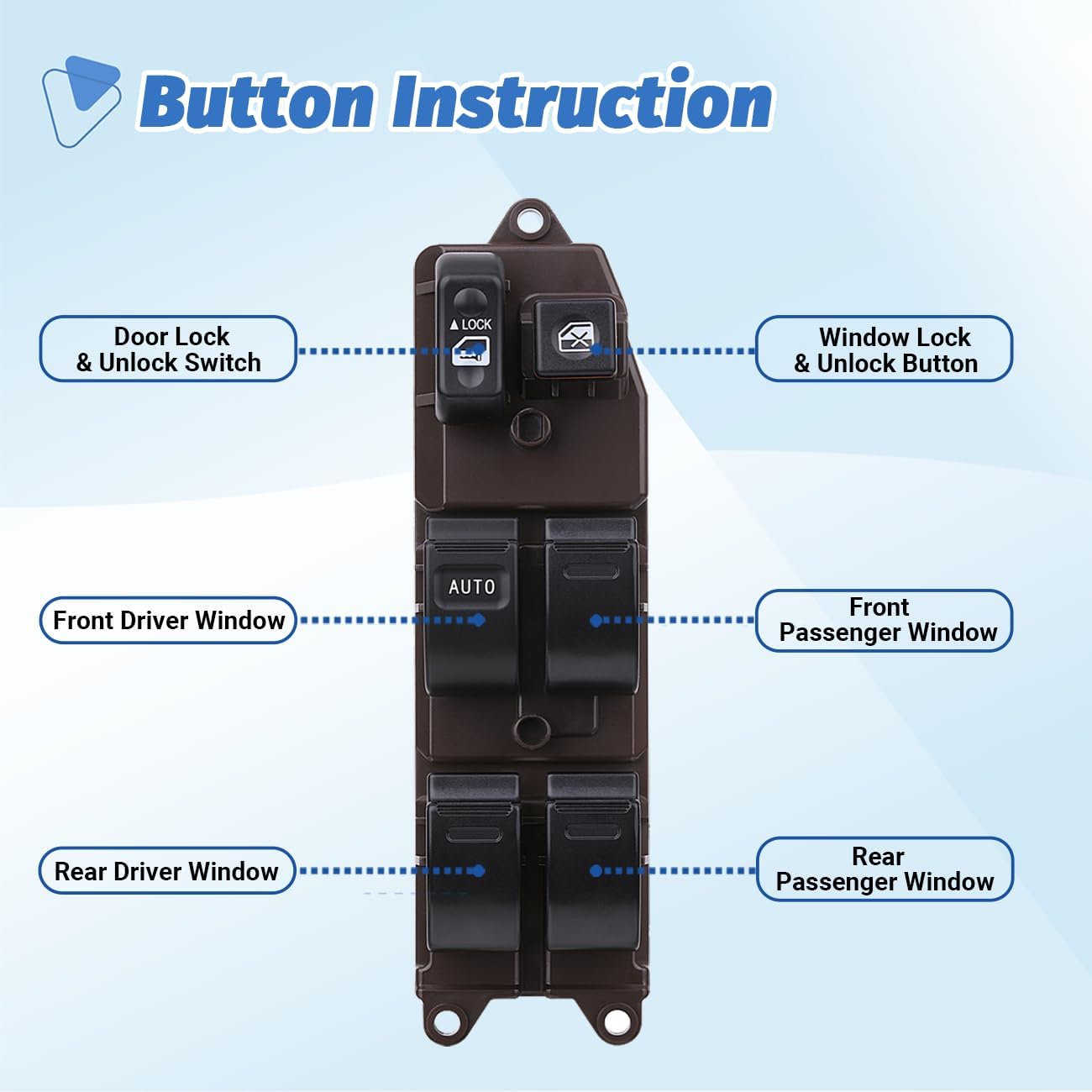 Obaee Door Master Window Switch Power Control Button Compatible with 2002-2006 Toyota Camry, 03-08 Corolla/Matrix/Pontiac Vibe, 04-09 Sienna, 05-11 Tacoma, 04-07 Scion xA/xB Replaces OEM 84820-33170-N
