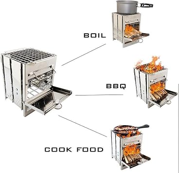Premium Folding Wood Burning Stove for Camping, Backpacking, Hiking, RV & Survival, Barrel Kit with Handles for Outdoor Cooking