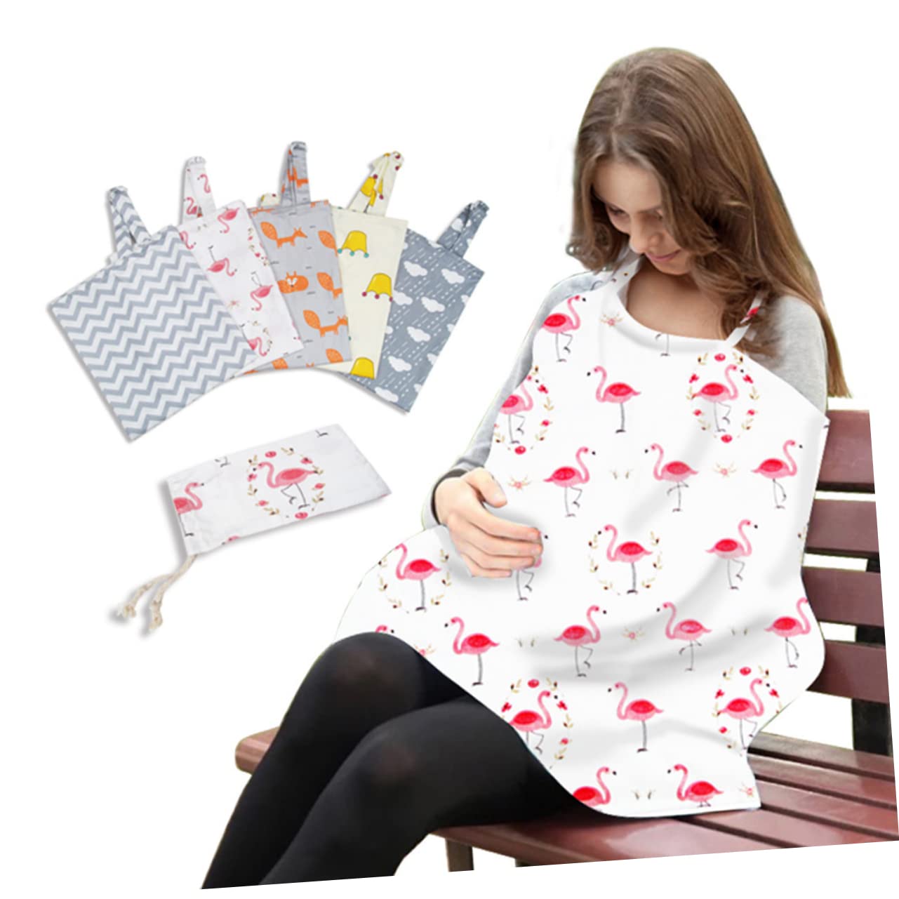 VICASKY 3pezzi Copertura Allattamento Cotone Scialle Per Allattamento Leggero e Pratico Con Sacchetto Di Stoccaggio Per Uso Esterno Multiuso Come Copertura Per e Per Seggiolino