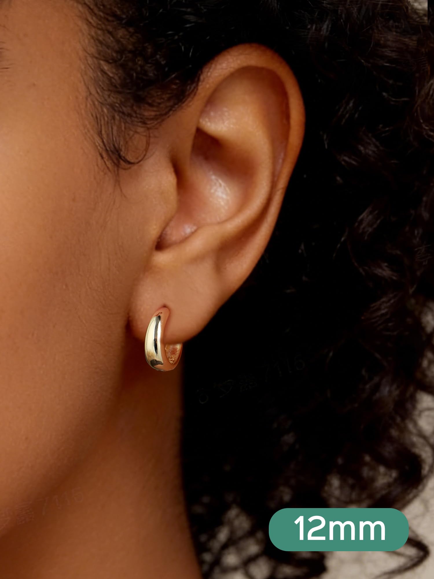ChicSilver 8-14mm Orecchini a Cerchio Donna Argento 925 Nero Oro Eleganti